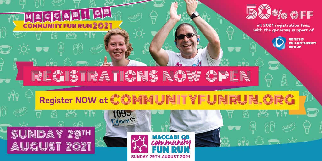 JewishWomensAid's tweet photo. Registration is now open for the Maccabi GB Fun Run on Sunday 29th August! Sign up to support Jewish Women's Aid and walk, run or dance 1k, 5k or 10k 🏃‍♀️🏃‍♂️ Register at https://t.co/qny1aMmtrA 🏆 https://t.co/sTQvgN2IeK