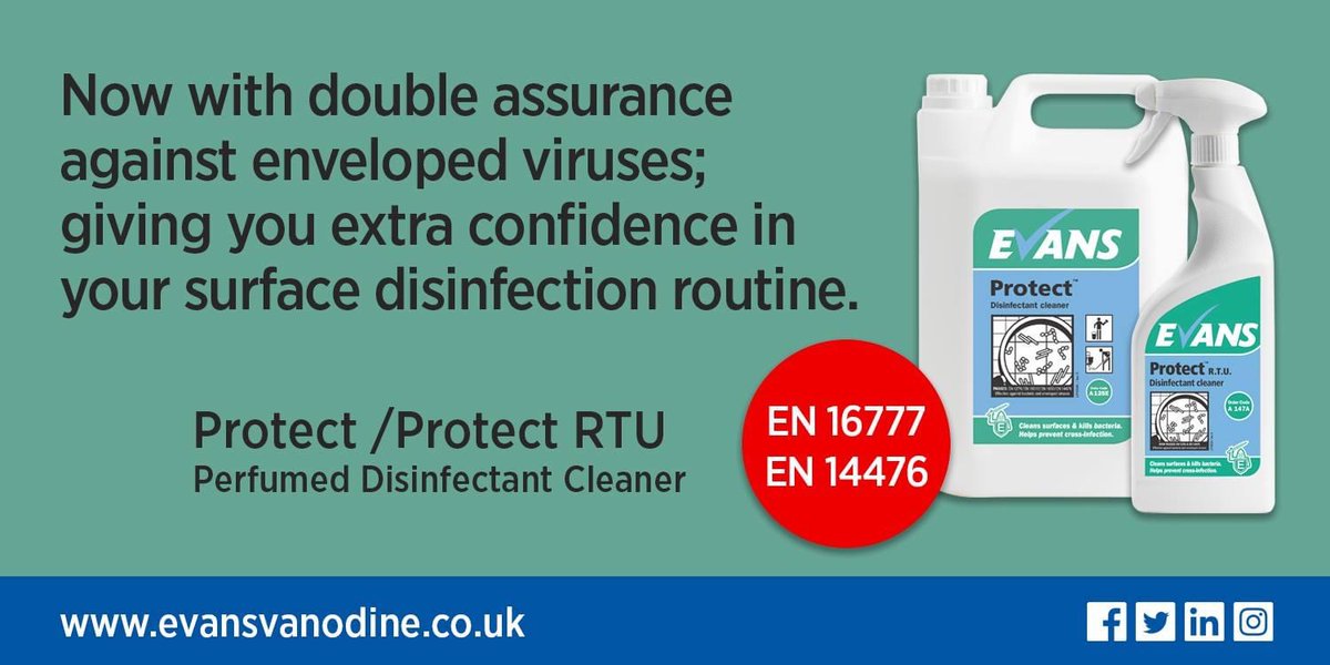 evansvanodine's tweet image. Now with double the assurance against enveloped viruses, including Covid-19.

Read more here: bit.ly/Double_Assuran…
Discover our Covid hub: bit.ly/Covid_Hub

#EN16777 #EN14476 #ENTestMethods #Covid19 #Disinfection #Cleaning #CHSA #Hospitality #Hospitals