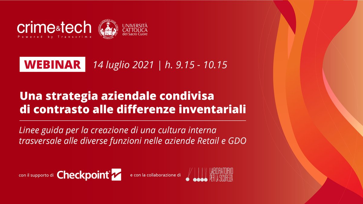Crimetech2015's tweet photo. ❓Quali sono i 10 #step per definire una #strategia #condivisa a livello aziendale di gestione delle #perdite? ✅Scoprilo con noi al #webinar del 14 luglio, ore 9.15🕘
Iscriviti cliccando qui ➡️https://t.co/LM27hpnsFk
#DIR2021 #DifferenzeInventariali #Retail #GDO #LossPrevention https://t.co/a01wPPcGla