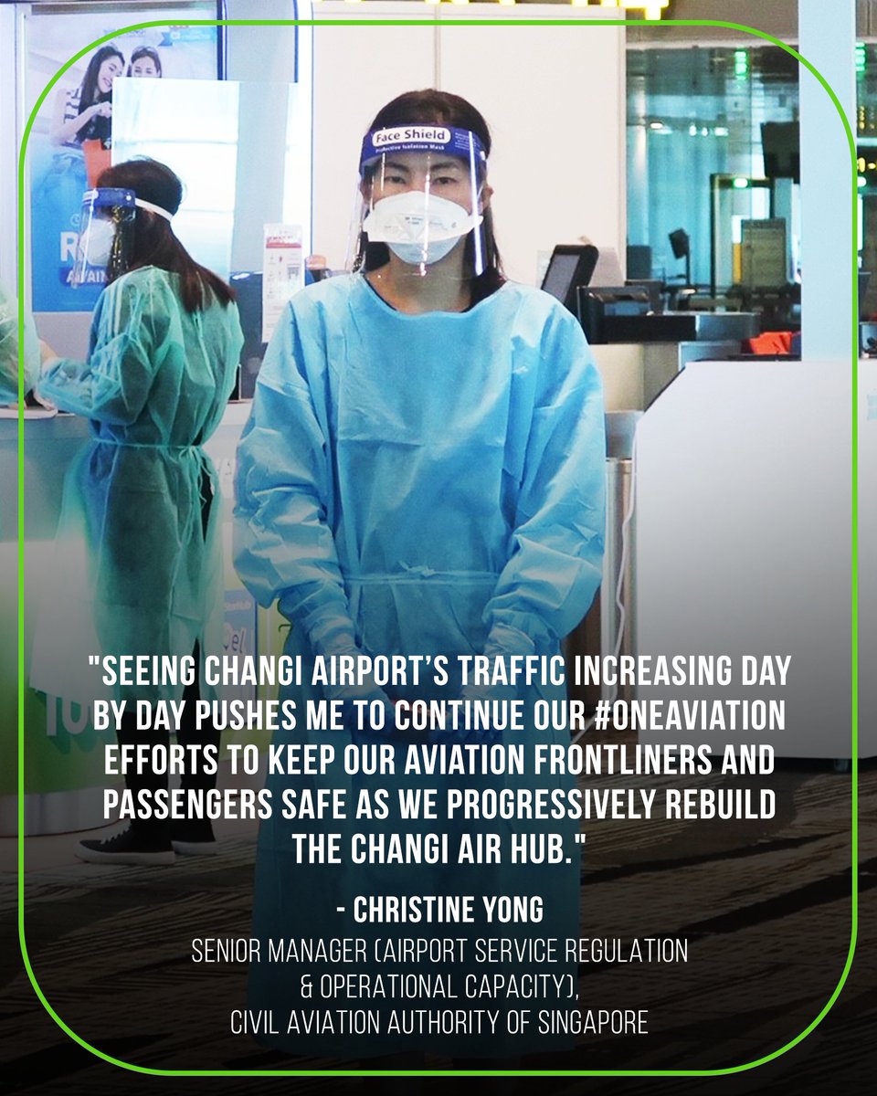 SingaporeCAAS's tweet photo. Christine knows her work and the inconveniences of donning full PPE for long hours is necessary to keep her colleagues, passengers &amp; family safe.

https://t.co/rjDpEyYwcV 

#CAAS #BehindTheMask #MakingSingaporeProud #OneAviation #ChangiAirport https://t.co/9aKLm4YIDm