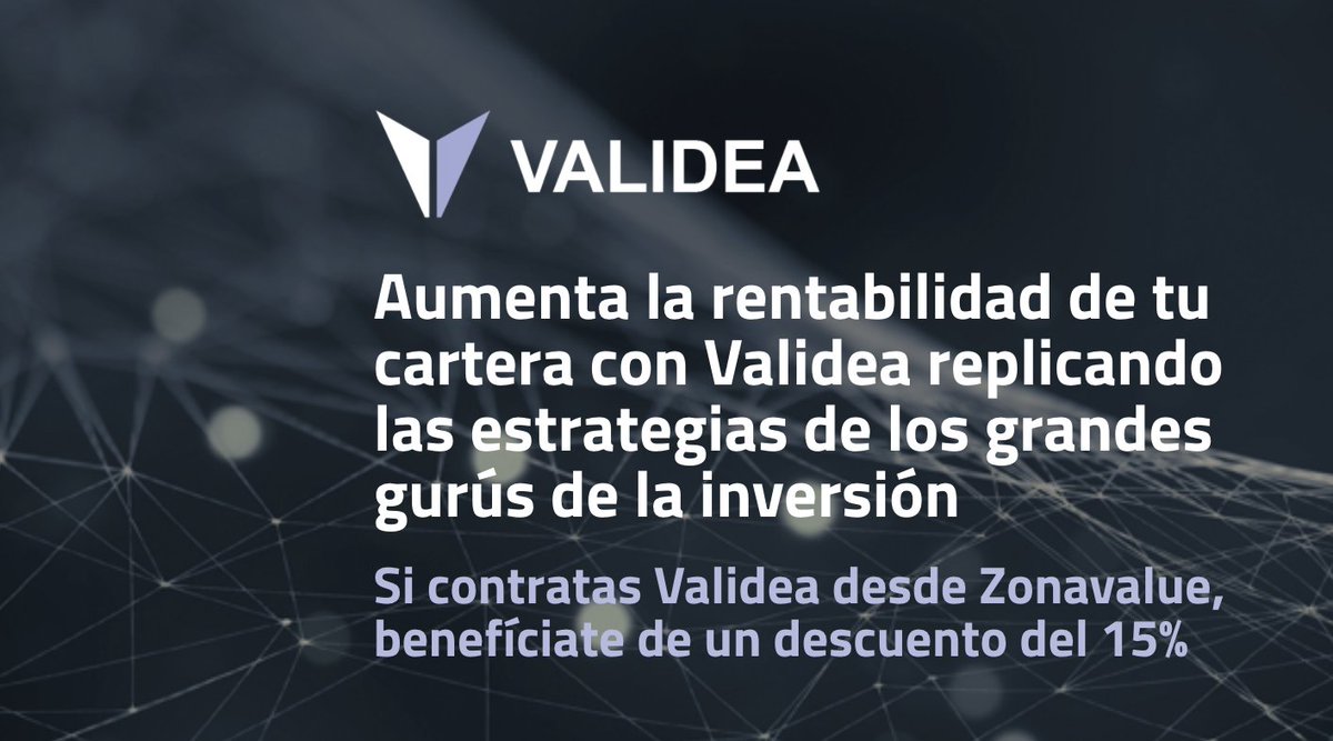 zonavalue's tweet photo. Aumenta la rentabilidad de tu cartera con #Validea replicando las estrategias de los grandes gurús de la #inversion
Prueba 7 días gratis👇
https://t.co/sO2c9jNO5m https://t.co/dLe04FUVOg