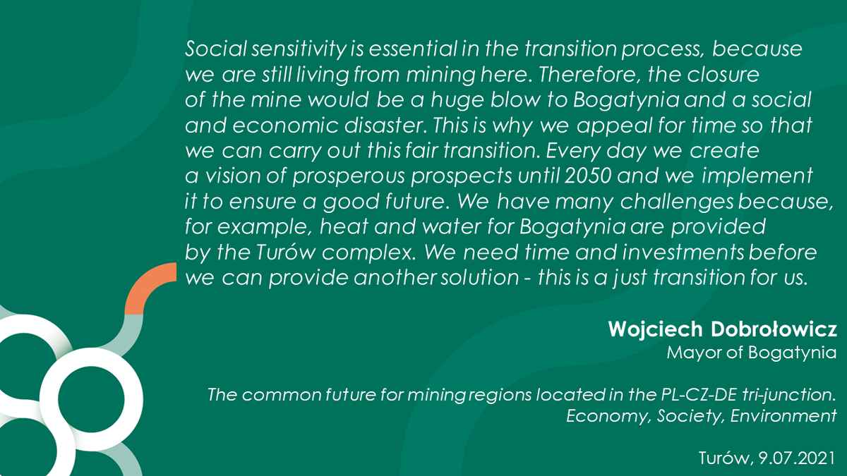 Grupa_PGE's tweet photo. We appeal for time so that we can carry out this fair transition. We need time and investments before
we can provide another solution - Wojciech Dobrołowicz, Mayor of Bogatynia. #JustTransition #EUGreenDeal #ClimateNeutralEU #CoalRegionsEU #MiningRegions https://t.co/fN5f2tZRQz
