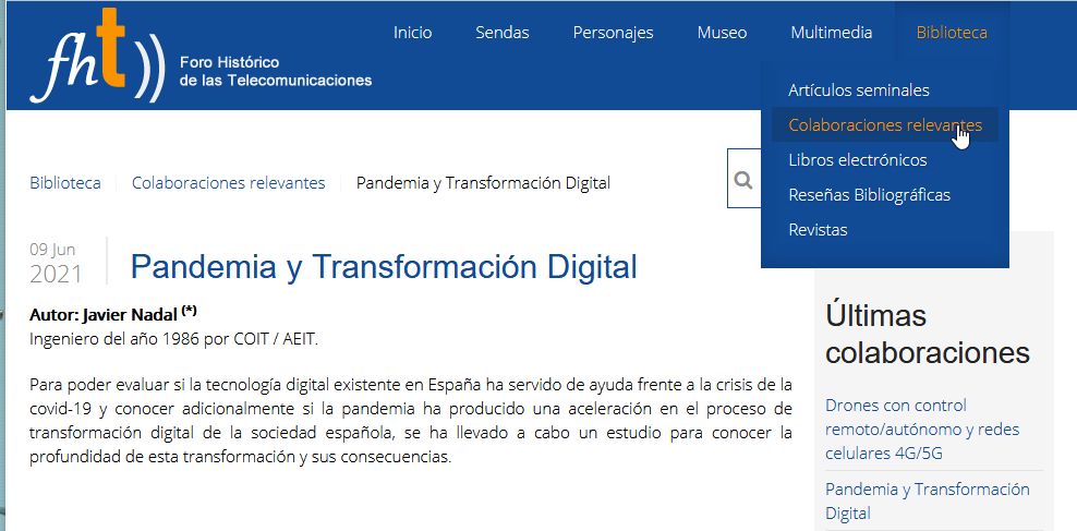 AtonMap's tweet photo. #SoyTeleco Se han incorporado dos nuevas colaboraciones #RelevantesFHT en la web del #ForoHistoricoTeleco.

1) Pandemia y Transformación Digital: 
https://t.co/qvRYB8SpLE

2) Drones con control remoto/autónomo y redes celulares 4G/5G: https://t.co/q6ypQkv6Jh https://t.co/lATFsR5tpk
