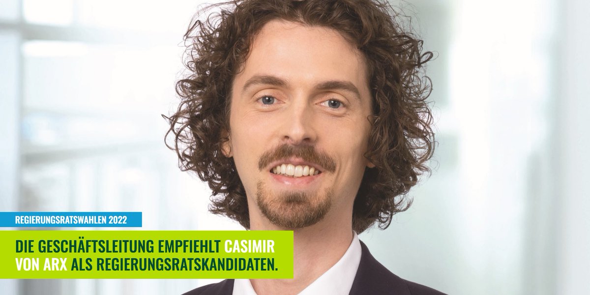 Unsere Geschäftsleitung empfiehlt der Mitgliederversammlung, Grossrat und Kantonalpräsident <a href="/casimirvonarx/">Casimir von Arx</a> als Regierungsratskandidaten zu nominieren #MVglpBE #WahlBE22 #Wahlen2022 be.grunliberale.ch/aktuell/medien…~