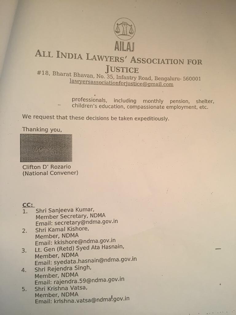 AilajHq's tweet photo. #AILAJ submitted letter to the chairperson of NDMA regarding compliance with section 12 of the Disaster Management Act,2005 and the directions of the Hon'ble Supreme Court in its judgement dated 30/06/2021 in Reepak Kansal versus UOI ( writ petition , civil- 554/2021) https://t.co/CrT1Dwxwa1