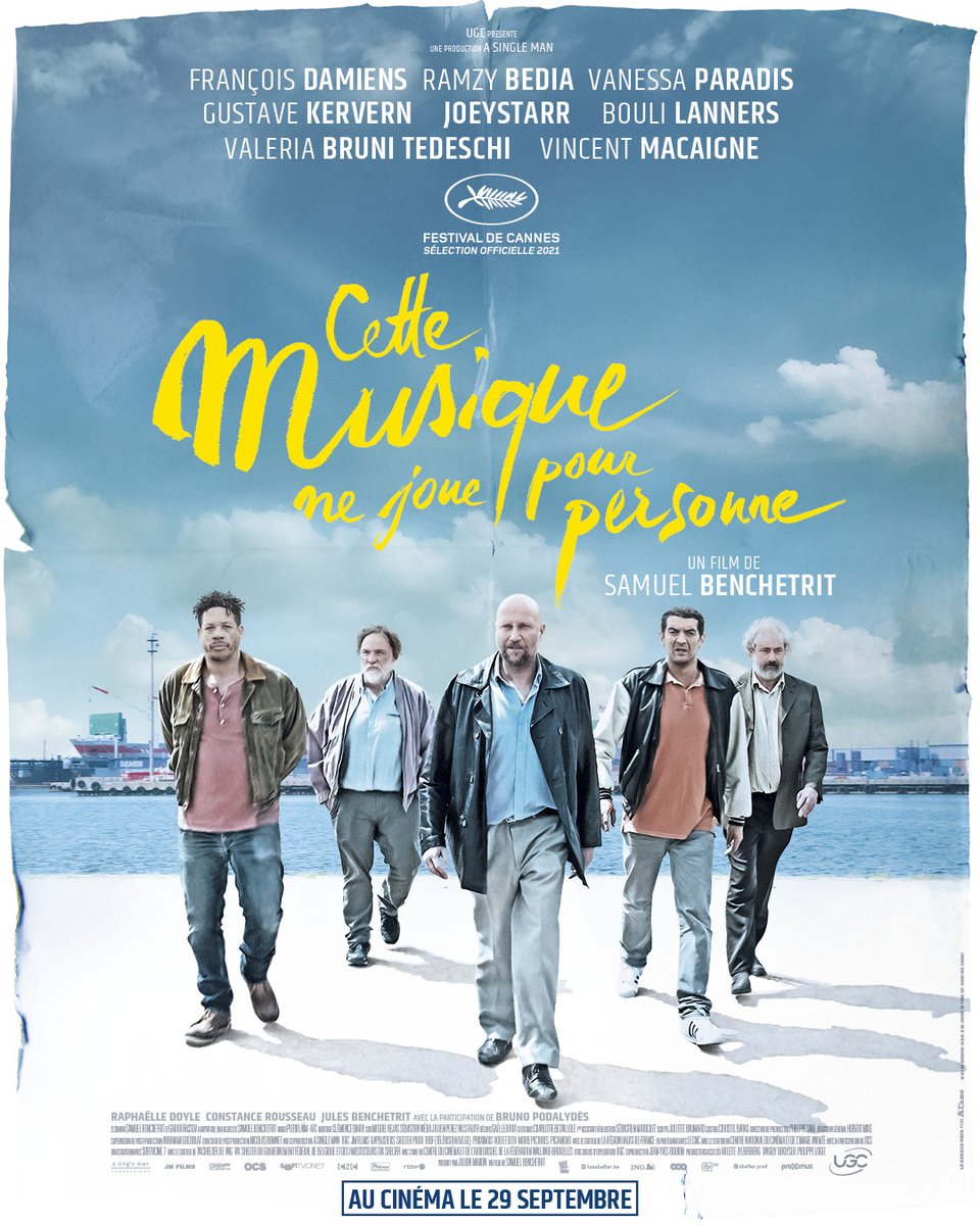 Sélectionné au <a href="/Festival_Cannes/">Festival de Cannes</a> et au <a href="/FFAngouleme/">Film Francophone à Angoulême</a>, #CetteMusiqueNeJouePourPersonne, le nouveau film de #SamuelBenchetrit avec #FrançoisDamiens, #RamzyBedia, #VanessaParadis, <a href="/GustaveKervern/">Gustave Kervern</a>, <a href="/JoeyStarr/">JoeyStarr</a> et #BouliLanners dévoile son affiche !
Le 29 septembre au cinéma !