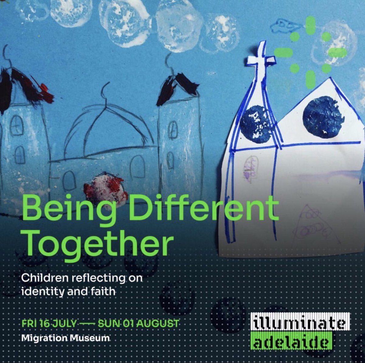 MarissaWillcox's tweet photo. Heading down to Adelaide this week to help @ainecaitrin set up the @FaithArtChild exhibit for #illuminateadelaide ! Come down to the @MigrationMuseum to see children’s art about belonging, family, faith and more ❤️ We can’t wait 🤗 https://t.co/bHiroqEqgW