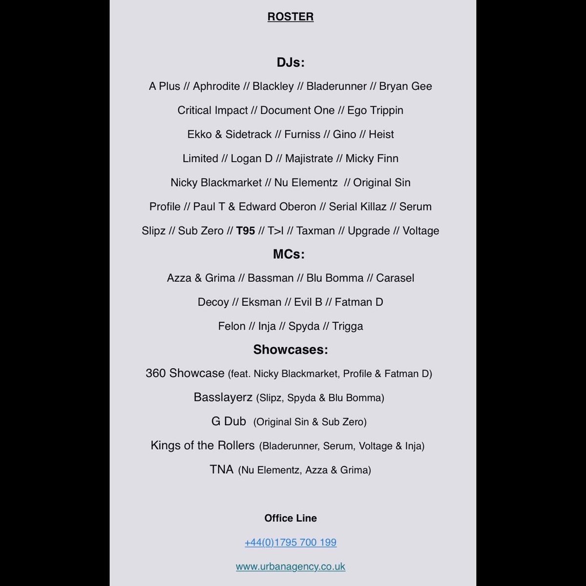 EXITED TO ANNOUNCE IVE JOINED <a href="/urbanagency/">Urban Agency</a> 📣🥁 

For ALL Future Bookings: harry@urbanagency.co.uk