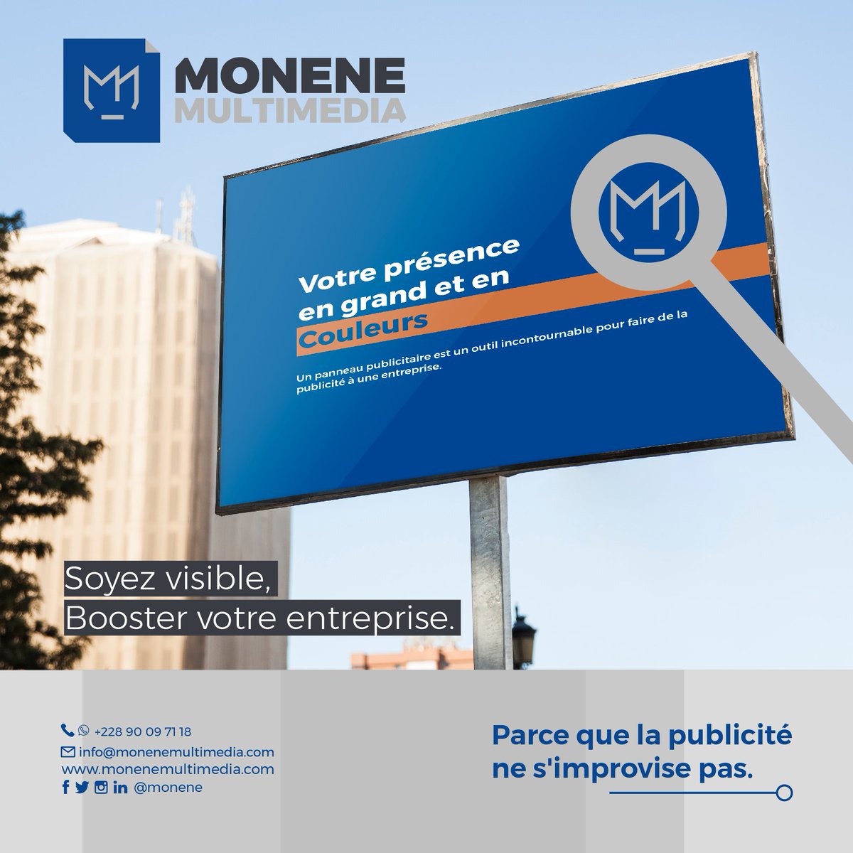 MoneneMultimed1's tweet photo. Soyez visible en grand et en couleur à travers la ville par nos panneaux Led et Classiques. https://t.co/wtIOr78Xq8