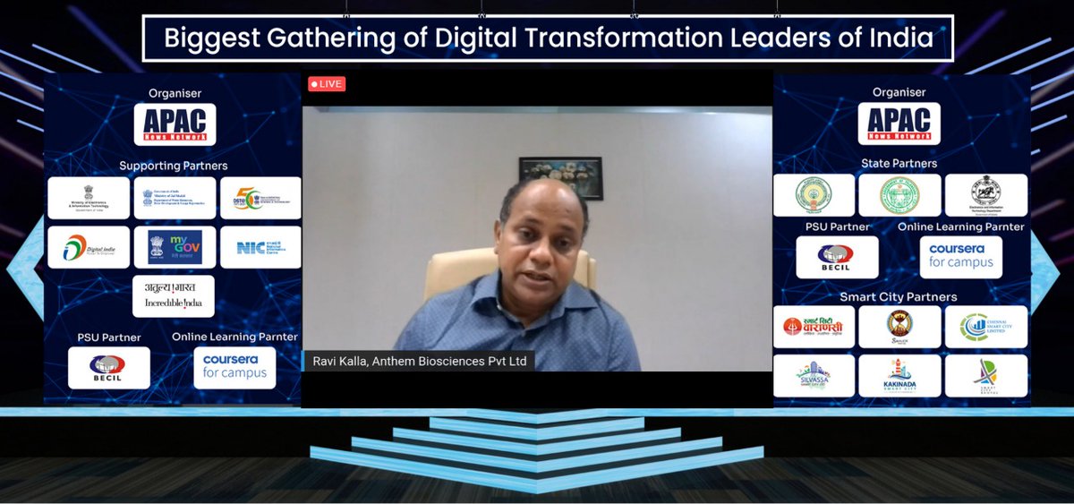 Apacnewsnetwork's tweet photo. "All manufacturing equipment needs to be integrated with supplies and distributors. This is the biggest challenge in pharma sector," -- Ravi Kalla, Head IT and Automation, Anthem Biosciences Private Limited on day 2 of India Digital Empowerment Meet.

#APACIDEM #APACinnovations https://t.co/Mc9KFLeXPC