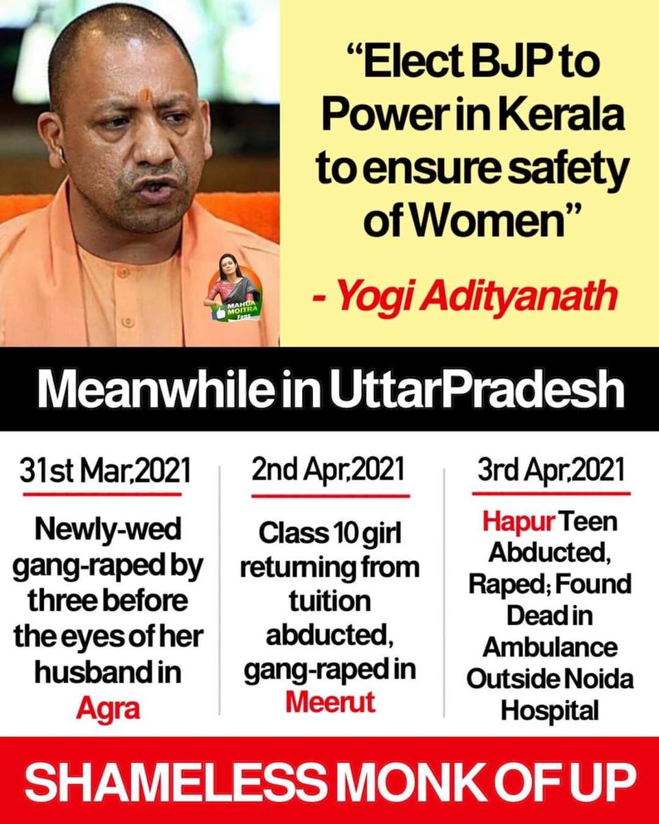 pathan_neamath's tweet photo. GANG RAPE'S ABDUCTING'S KILLING'S ,This is happening every month. every day .every year, IN UP 

Since from when this monk is CM 

Women's r not safe in his state UP 

Because of this SHAMELESS MONK 

#Yogi_Isteefa_Do https://t.co/nMpPDjpm71