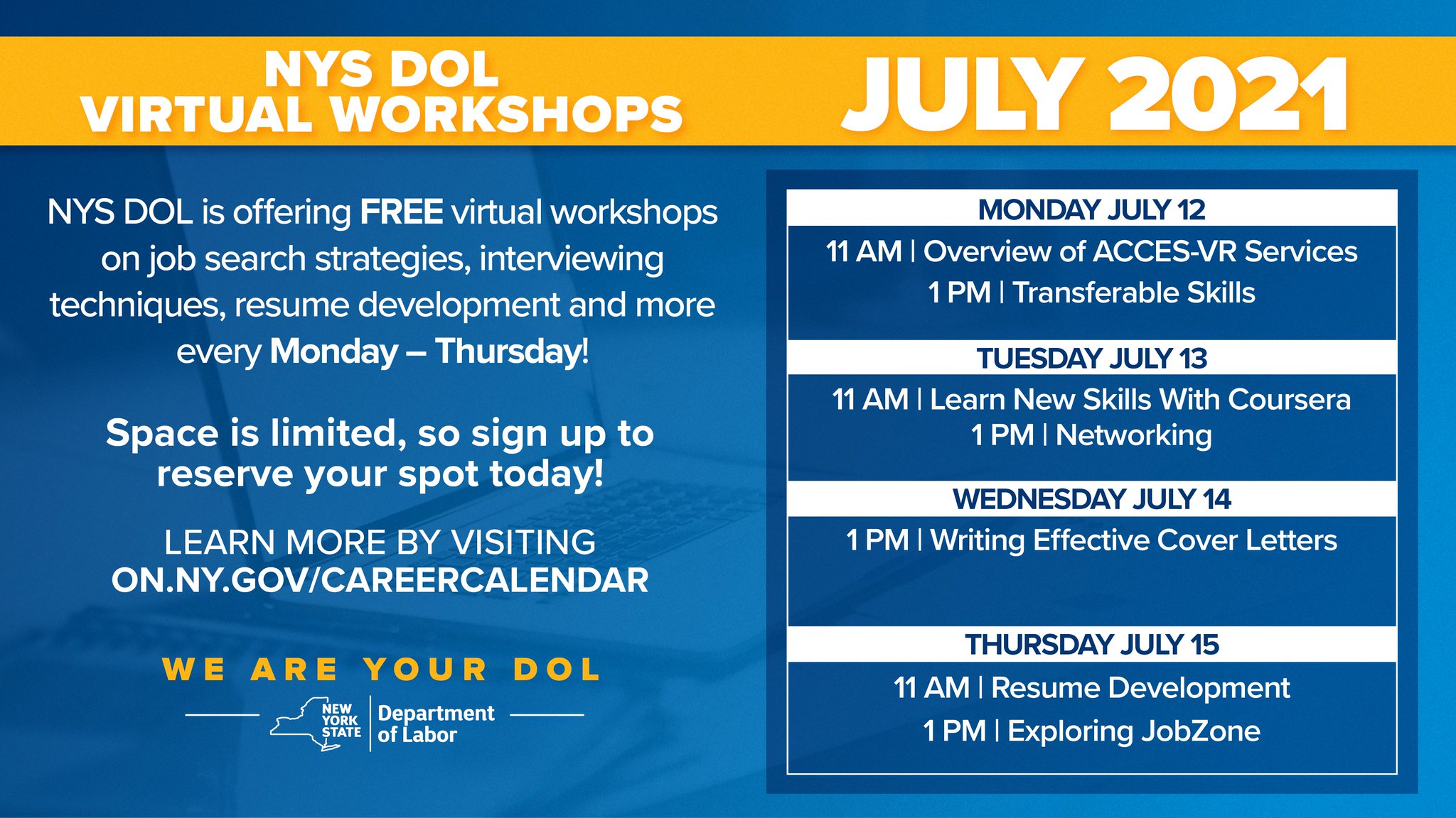 NYS Department of Labor on Twitter "NYS DOL offers *free* virtual