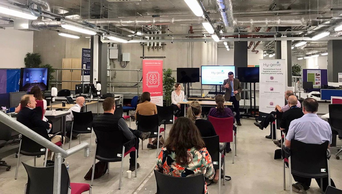 AlderHeyInnov's tweet photo. We are delighted to have the team from @Hy_genie_io with us today @AlderHeyInnov Centre,  presenting a feedback on the pilot study in #pathology @AlderHey.🌈
@Hy_genie_io is an #Innovative hand hygiene system to improve patient safety &amp; reduce healthcare associated infections.🚀 https://t.co/fcHdBpX5Pa