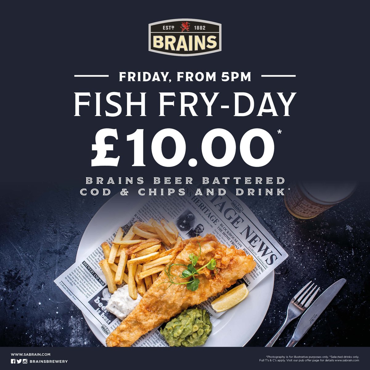 Join us tonight from 5 for a great FRYDAY offer.  
Call 02920374212 to book

#nothingbeatsthepub