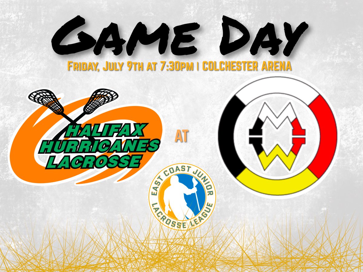 East Coast Junior Lacrosse League (@theecjll) on Twitter photo TGIF! It's double header Friday in the ECJLL. First up, the <a href="/JrAHurricanes/">Halifax Hurricanes Lacrosse</a> travel to Truro for the <a href="/mikmaqwarriors/">Mi'kmaq Warriors Lacrosse</a> home opener.
A reminder that tickets are extremely limited (18 per team) and are available only in advance through each team. #2021ECJLLseason TGIF! It's double header Friday in the ECJLL. First up, the <a href="/JrAHurricanes/">Halifax Hurricanes Lacrosse</a> travel to Truro for the <a href="/mikmaqwarriors/">Mi'kmaq Warriors Lacrosse</a> home opener.
A reminder that tickets are extremely limited (18 per team) and are available only in advance through each team. #2021ECJLLseason