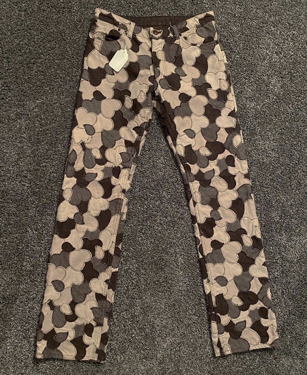 StreetFashion01's tweet photo. Number (N)ine “Touch Me I’m Sick” Patchwork Pants (2003) https://t.co/exNoRD42vj