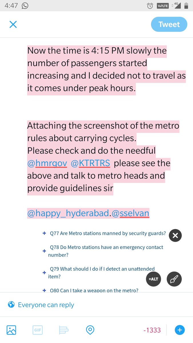 Harikis47554226's tweet photo. Very Disappointed with the escaping behaviour of staff in lb Nagar metro station.I have been to metro station today during non peak hours with my cycle.
Please find the screenshot for information about what exactly happened.@happy_hyderabad
@KTRTRS sir @hmrgov  @sselvan https://t.co/SFGwMnMWxa