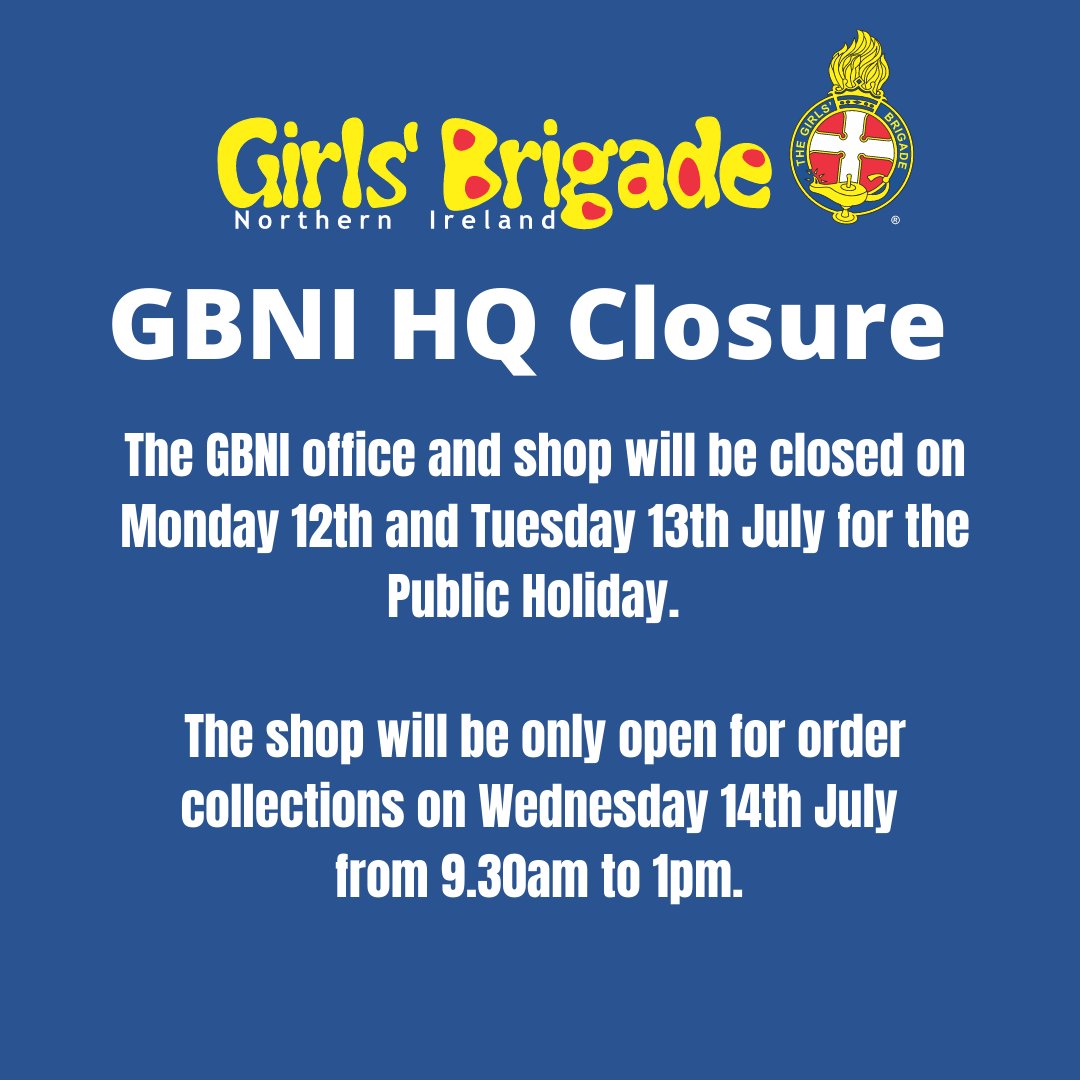 General notice: GBNI HQ will be closed for the July Public Holiday. Our phone lines will re-open from Wednesday 14th July at 9.30am for general enquiries.