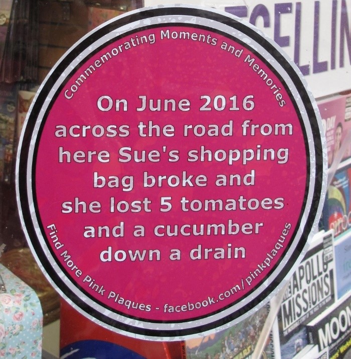 plymouthcc's tweet photo. Have you spotted the @PinkPlaques in the city centre? 

Over 100 go on display throughout Plymouth this month, they honour everyday people and everyday experiences and are the brainchild of local artist Kate Entwistle. 1/2 https://t.co/0WDMVGSEcX