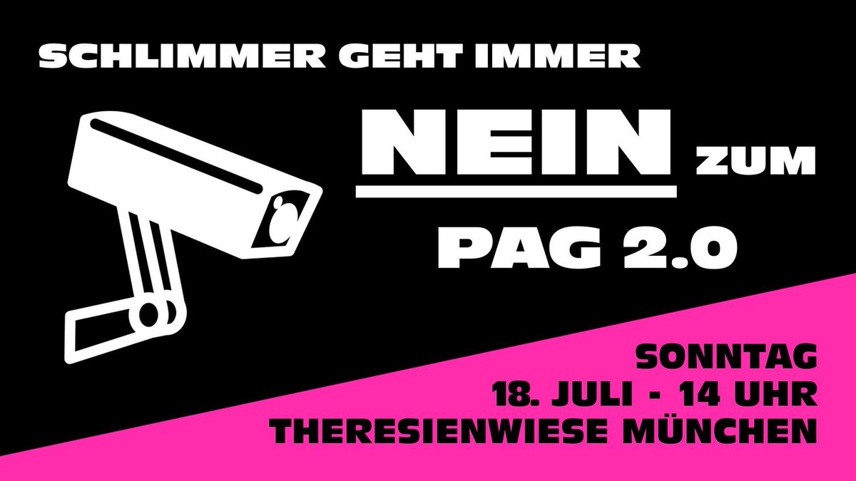 nopagby's tweet photo. Nun steht auch endlich Veranstaltungsort und -zeit fest.
Kommt alle am Sonntag, den 18. Juli um 14 Uhr zur Theresienwiese - gegen den @CSU/@FREIEWAEHLER_BV Überwachungsstaat! Bitte RT!
#Demoaufruf #m1807 #noPAG #Überwachungsstaat #NieMehrCSU #Keinen60aPAG https://t.co/zNtVRAlQsH