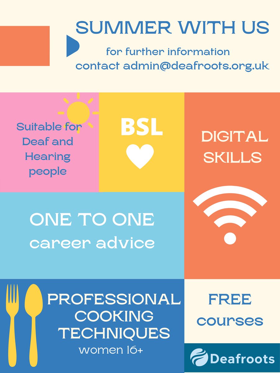 Courses starting this Summer. Contact us for further information

#COURSES #Training #digitaltraining #BSL #Deaf #employabilitytraining #JobSearch