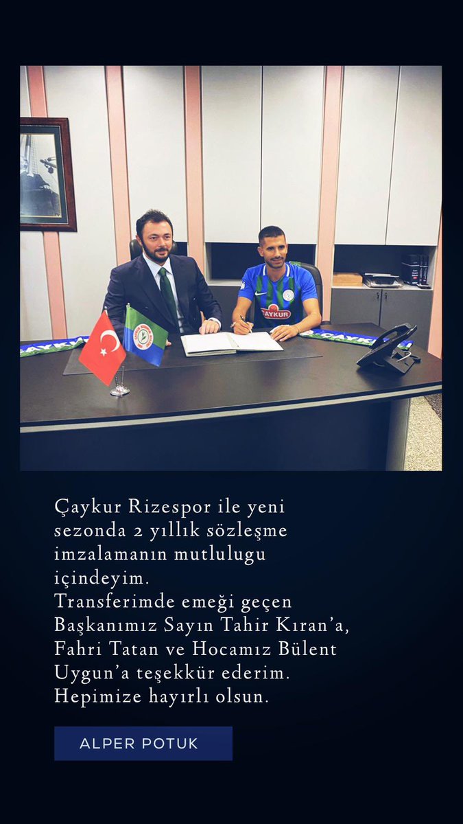 Sevgili Çaykur Rizesporlular; Yeni hedefler, yeni meydan okumalar için buradayım. Rizesporun başarısı için sahada terimin son damlasına kadar çalışacağımın sözünü verip çok güzel günler yaşayacağımıza yürekten inanıyorum.🟢🔵