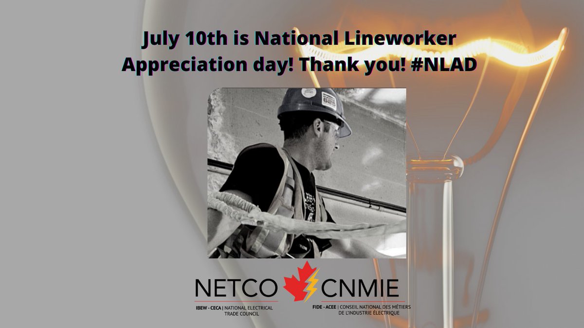 July 10th is National Lineworker Appreciation Day! Thank you to the hardworking men and women that provide and essential service to our communities and keep the power flowing. #ElectricalIndustry #CEA #NLAD #Thankalineworker