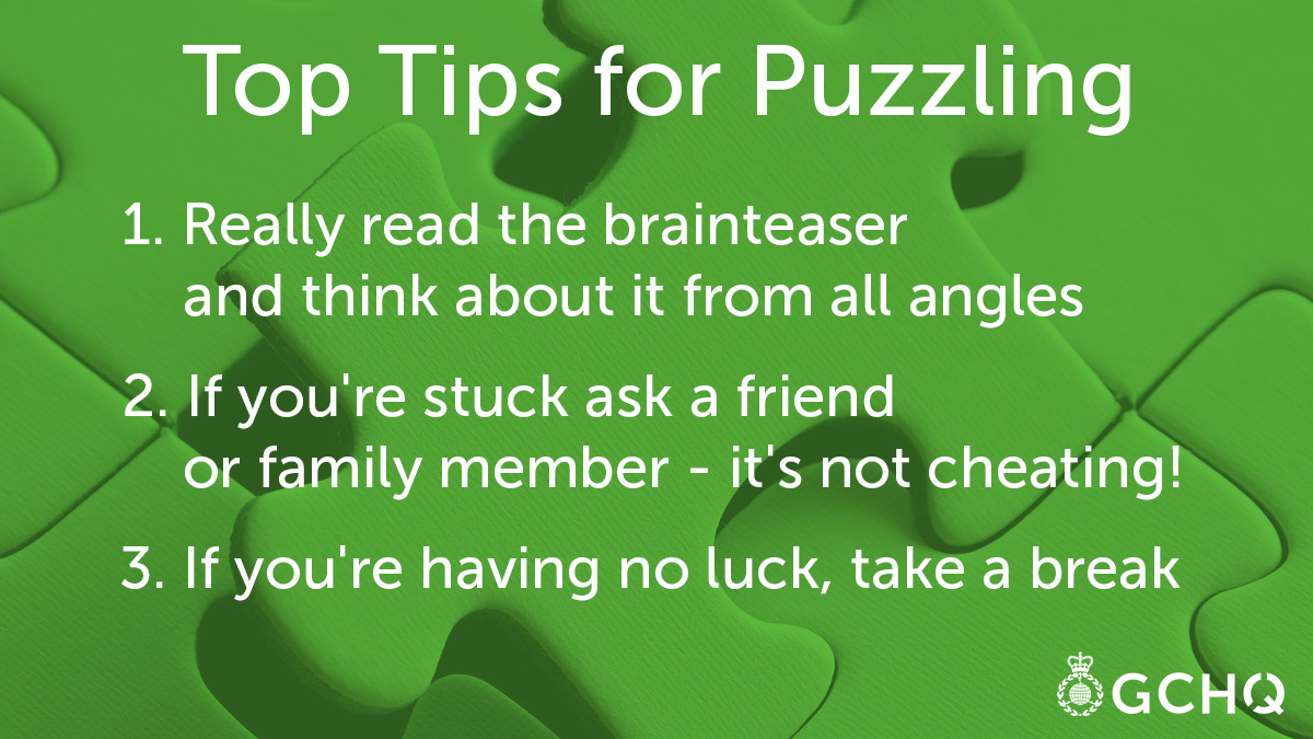 GCHQ's tweet image. Looking for some hints and tips on solving our puzzles?
We've got just the thing for you!
➡️ gchq.gov.uk/information/pu…