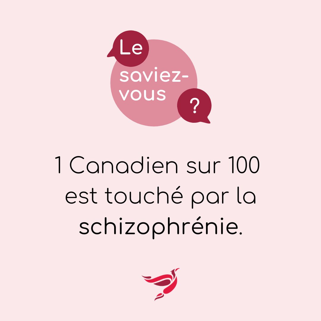 La maladie mentale nous touche parfois plus qu'on le pense. En effet, 1 Canadien sur 100 est touché par la schizophrénie.

La Fondation est fière de participer au rétablissement et à la réinsertion sociale de toutes ces personnes.
#SanteMentale