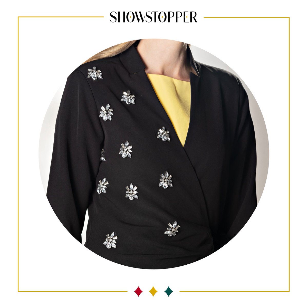 Another way to wear the Popcorn Dove detail dress. 
Perfect pairing – the boldness of black and the cheerfulness of yellow. 
A classic jacket you can wear as a dress too!
Shop now: buff.ly/3jF9y3V
Available in sizes XS – 4XL
#longline #jacket #styletips #handembroidery
