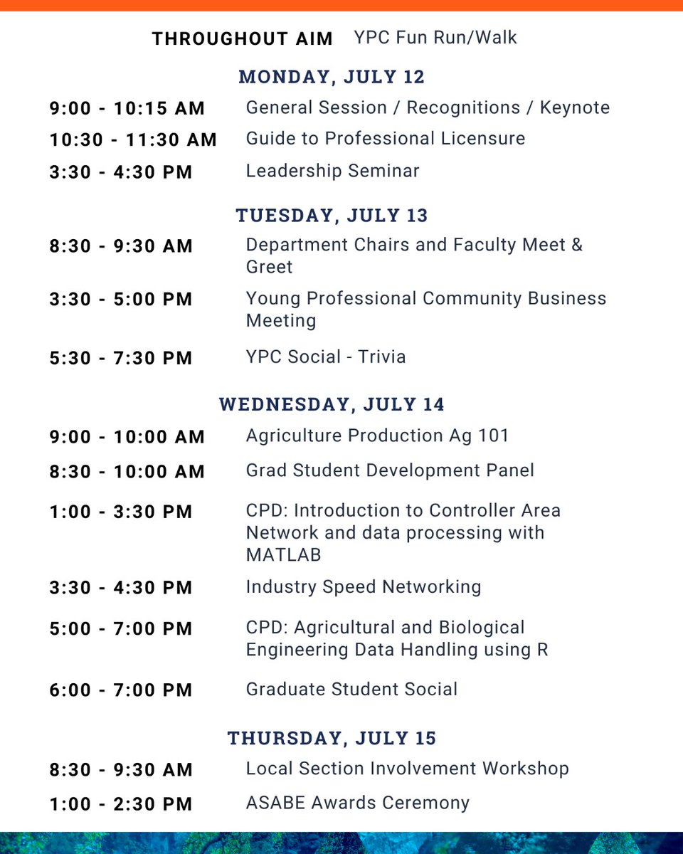 ASABEYPC's tweet photo. Make sure to mark your calendars for the YPC events at AIM!
#ASABEypc
#ASABEaim https://t.co/MErpqiWReJ