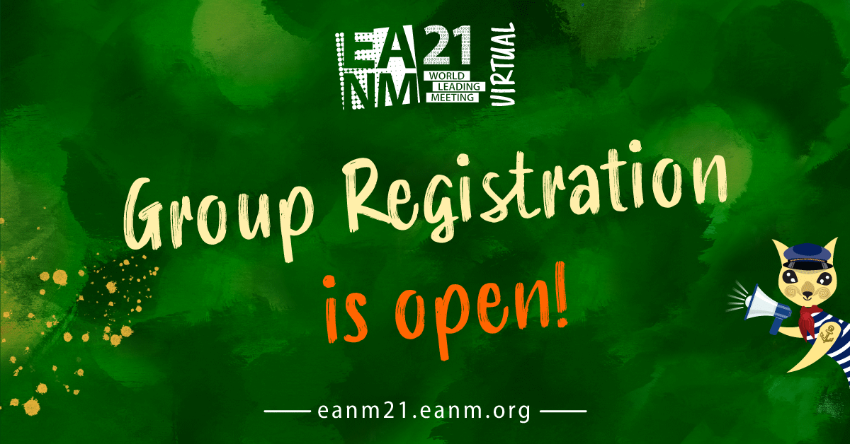 EANM_NucMed's tweet photo. #GroupRegistration for #EANM21 is now open! Register yourself and your colleagues here: https://t.co/glj3xAx8jw https://t.co/6gXcPgLCyP