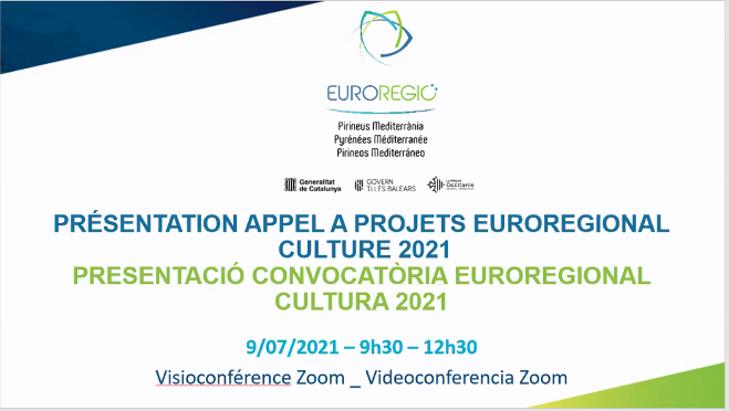 Euroregion's tweet photo. 🟧📢 APPEL A PROJETS CULTURE | Ce matin a eu lieu le webinaire de présentation de de l’Appel à Projets Culturels #APC21 de l’Eurorégion Pyrénées-Méditerranée.
▶️ Candidatures jusqu’au 9 septembre à 17h00
▶️ Rendez-vous sur : https://t.co/hhQnSRfiLt https://t.co/lFgmSSPKOh