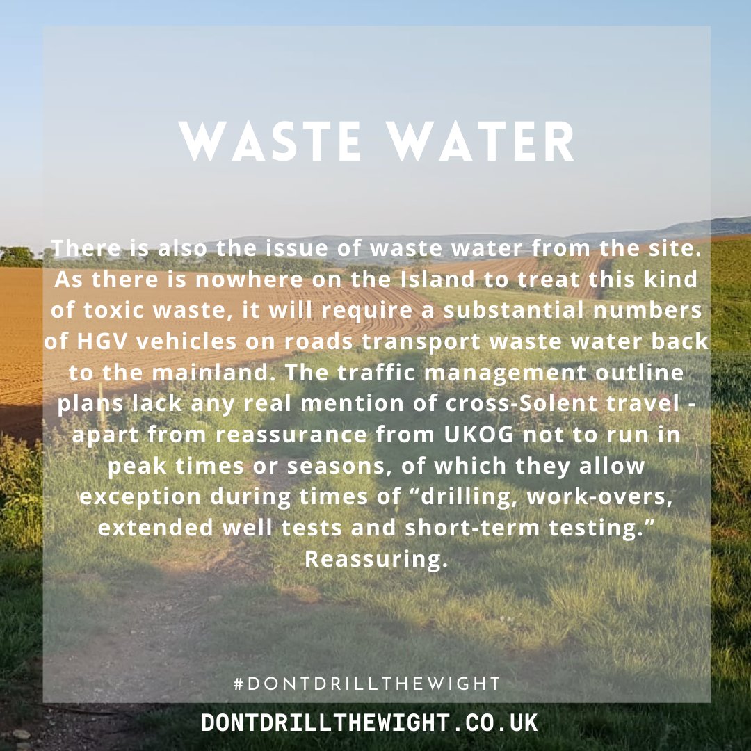 DontDrillWight's tweet image. 2. What about waste water? 

There's nowhere on the Island to treat this kind of toxic waste, it will require a substantial numbers of HGV vehicles on roads transport waste water back to the mainland... can't foresee any issues there 👀👀👀