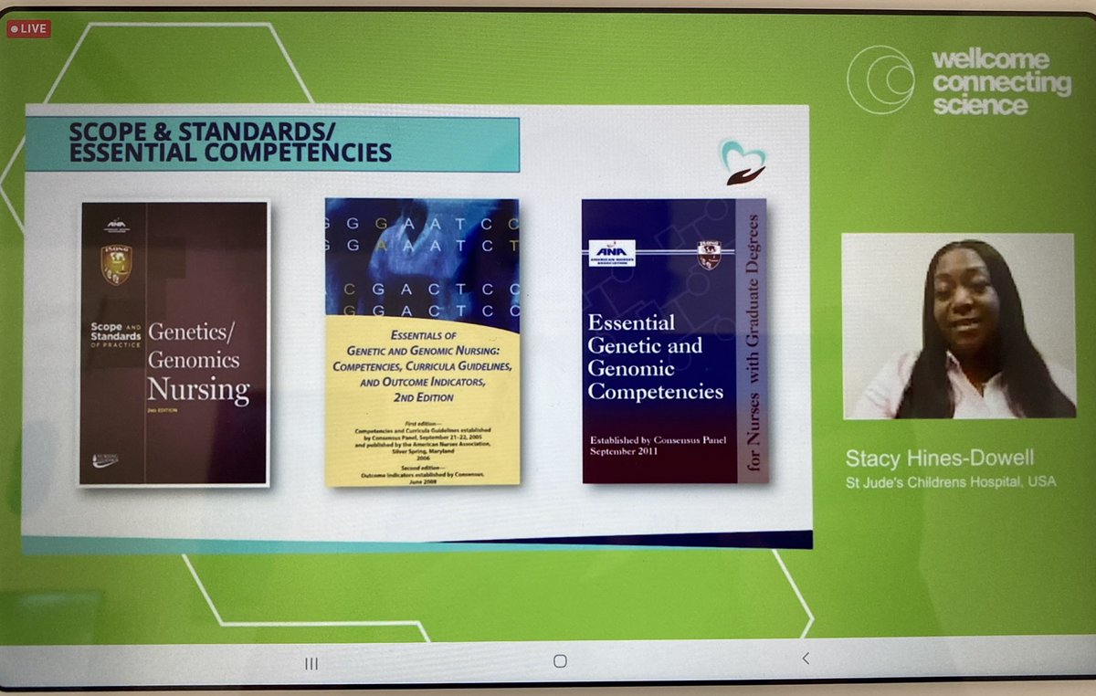 annparviainen's tweet photo. Dr. @StacyJHD talks about “Genomic nurse credentialing: The past, the present and the promise” during the @ConnectingSci Nursing, Genomics and Healthcare 2021 Conference #GenomicsinNursing2021 @ISONG_news @JulkunenKatri @UniEastFinland @AHalkoaho @TAMK_UAS @emmattonkin @KCalzone https://t.co/dxo6u15fS9