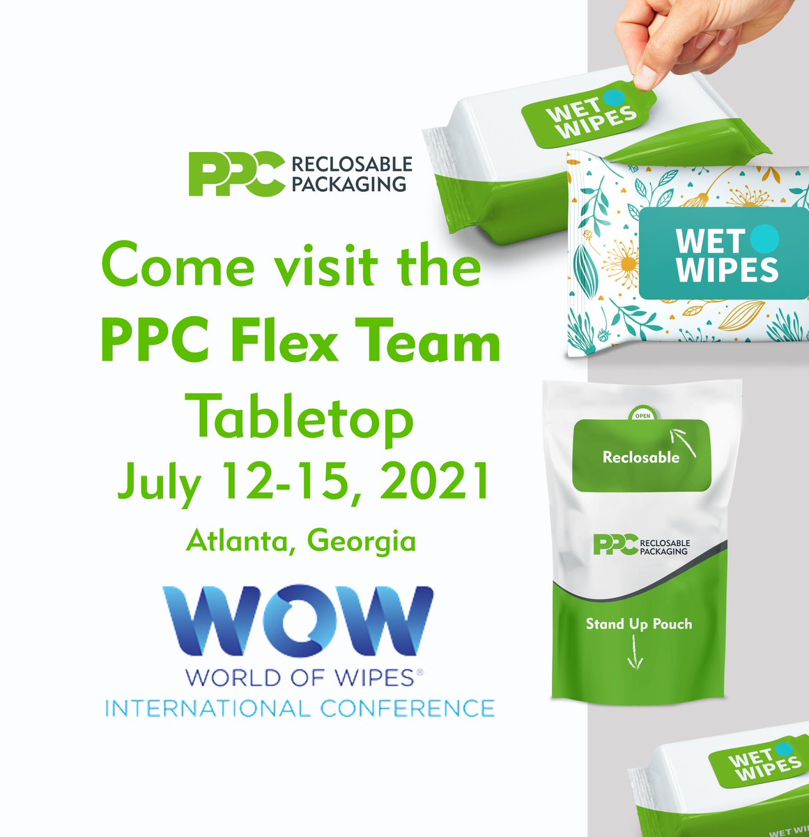 Come visit us at World of Wipes July 12-15! 

#flexiblepackaging #worldofwipes #packaging #wipes21 <a href="/INDANonwovens/">INDA</a>
