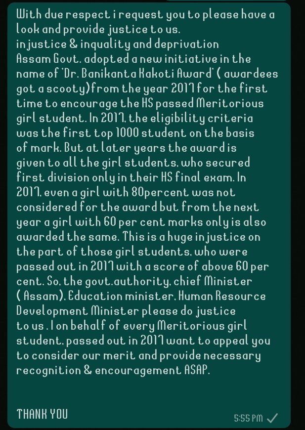 PurabiD90690333's tweet photo. #Wewantjustice✊✊
#2017batch
@himantabiswa 
@ranojpeguassam 
@AjantaNeog 
@DY365 
@NewsLiveGhy 
@news18assam 
@time8news 
@PragNews 
@pratidintime 
@AssamTalks https://t.co/4xXY1K6R4L
