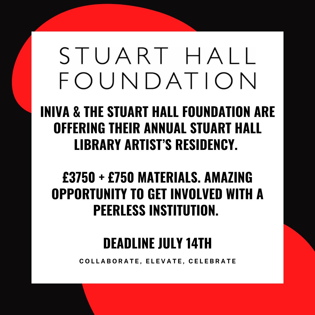 The Stuart Hall Foundation are inviting an artist to respond to the concept of ‘arrival’ to commemorate the 70th anniversary of Professor Stuart Hall arrival to Britain from Jamaica.
Follow the link for more information on the residency stuarthallfoundation.org/projects/stuar…