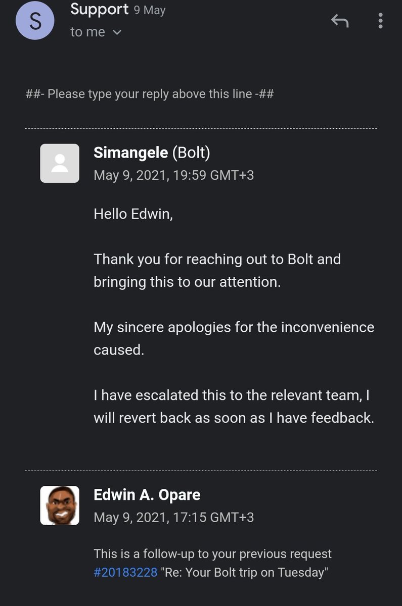 aeopare's tweet photo. @boltapp Dear Bolt, I reported this incident to your support team exactly 2 months ago. 2 months down the line, the incident has still not been resolved. Please #fixthis asap. https://t.co/aFGaobaCNv