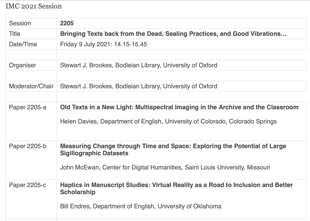 Stewart_Brookes's tweet image. Are you ready to rock? Are you ready to roll? Then rock and roll #DH-style with @BillEndres, @HelsinHashtags and @frangelegetege in #s2205 &quot;Bringing Texts back from the Dead, Sealing Practices, and Good Vibrations…”. Can I contain my excitement? Show up and find out! #IMC2021