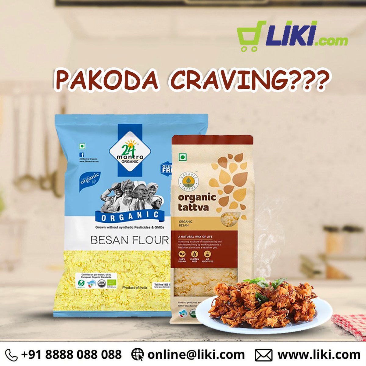 MyLikiShop's tweet photo. Craving for some hot pakoda.
Besan Missing?

#ShopNow 🛒 https://t.co/ECRUuYfOpH and get everything in a consolidated delivery.
Available in Mumbai Only.

For more details call us on :
+91 8888 088 088 https://t.co/aUqDHamtQt