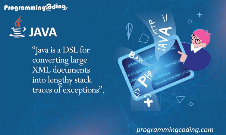 programmingcod3's tweet image. "Java is a DSL to transform big XML documents into long exception stack traces."
#programmingcoding #java #javabooks #coding #freepdfbooks #programming #books #freebookswebsite #software #programminglanguage