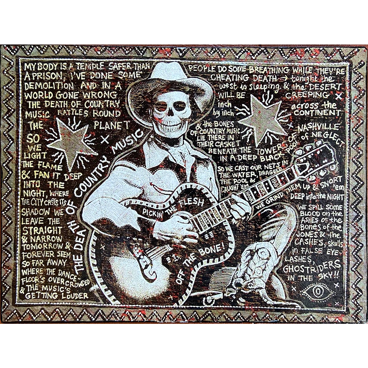 Here's #7 in Jon Langford's Song Prints series: Death Of Country Music. Still pandemic-priced for a world gone wrong.