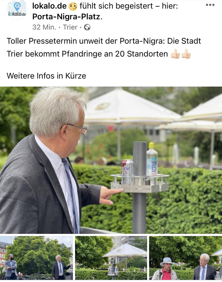 JU_Trier's tweet photo. Kommunalpolitik - Auf unsere Initiative hin, haben 2016 #CDU &amp; #Grüne #Trier den Antrag für die Installation von #Pfandringen gestellt. Mit etwas Geduld und weiteren Prüfanfragen, sind sie nun endlich da 💪🏻 Foto: @LokaloDE https://t.co/xje1FHcWB5