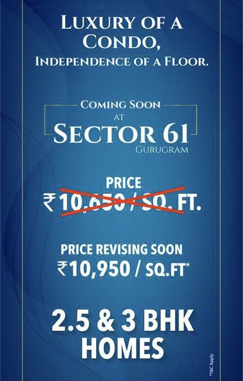 DGLRealEstates's tweet image. #Price_Revising_SOON
BOOK NOW! 2.5 &amp;amp; 3BHK Independent Floors
GURGAON Premium Location at Golf Course Extension Sec-61 
Payment Plan 15: 85* 24X7 Security and  Gated Complex By Smart World Developers :
more details and best rate Call:-9811960009
#DGLRealEstates