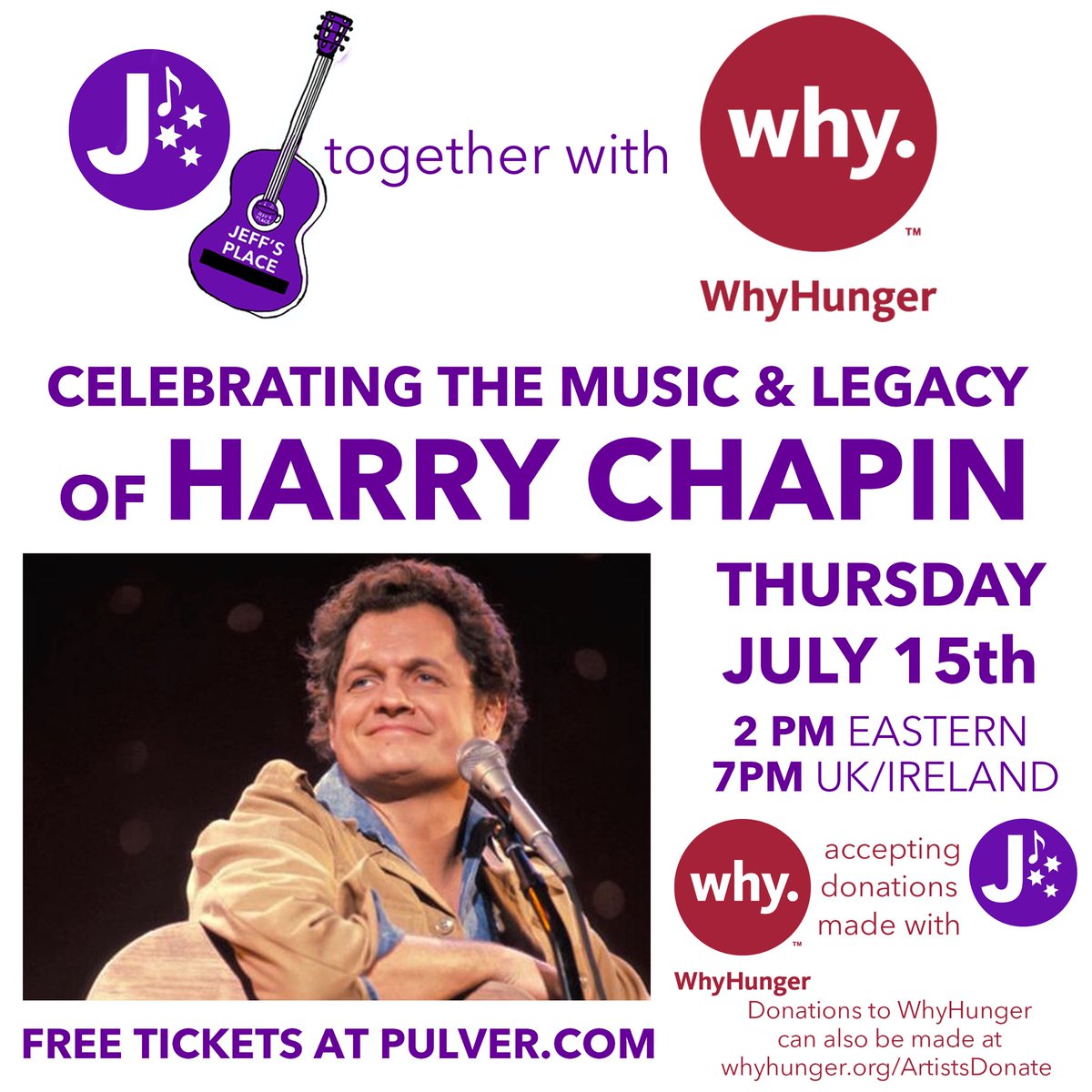 jeffpulver's tweet image. Special thanks to everyone who continues to contribute to the growth of the $JEFF (rally.io/creator/JEFF/) micro economy. I am looking forward to hosting a special charity fundraiser for @whyhunger on July 15th to honor the Life and Music of Harry Chapin.