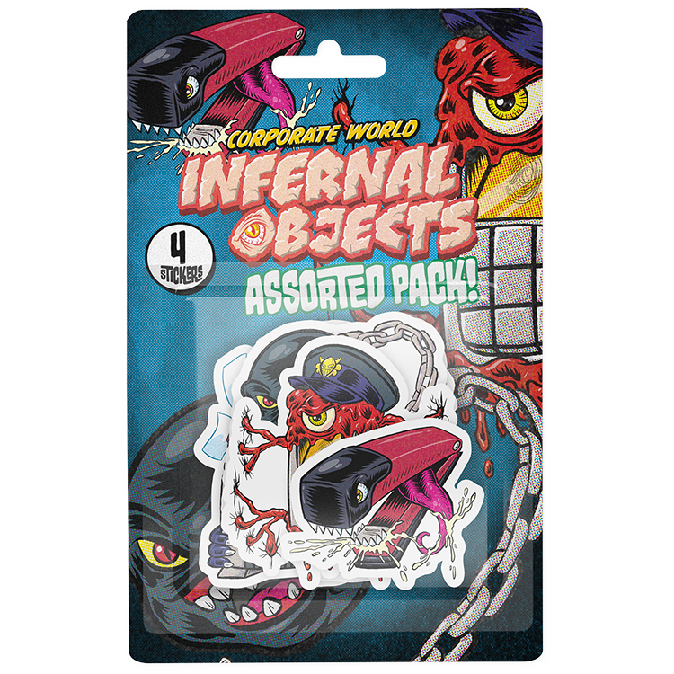 CorpWorld_NFT's tweet photo. Your favorite Infernal Objects now in sticker form! These packs have 4 random stickers with a 1% chance of getting a gold version! Drop schedule: Sat 12PM EDT

https://t.co/7yPHcEYZbC

#nft #nftcollectible #stickers 
#cryptoart #collectibles #cryptoartist https://t.co/EnsRqnJTJf