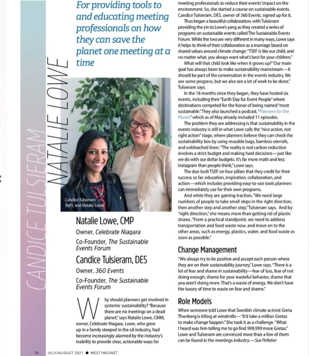 We are delighted to have been named 2021 Change Makers by @meetingsnet. Thank you <a href="/Bettyanne8/">Bettyanne Sherrer</a>  for the nomination 🙏🏽