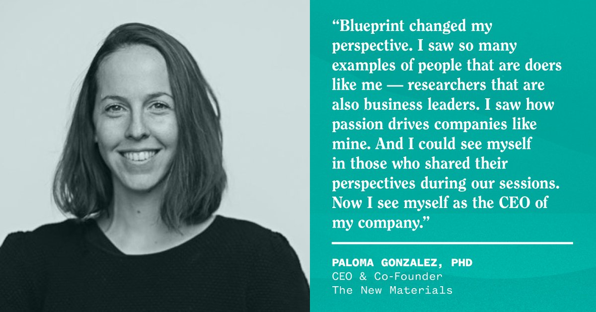 enginexyz's tweet photo. Apply to Blueprint, our program to help future Tough Tech leaders explore the opportunities of their breakthroughs. Paloma came to our 2nd cohort with questions faced by many early-stage founders. She left with answers those questions &amp; more. Get her story https://t.co/A15IUU63uh https://t.co/1aMi3tzxiU