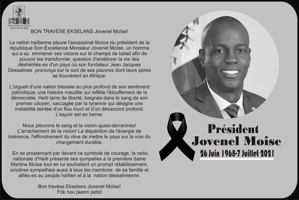 RNHaiti's tweet photo. BON TRAVÈSE EKSELANS Jovenel Moïse! https://t.co/My0aB0b9BU